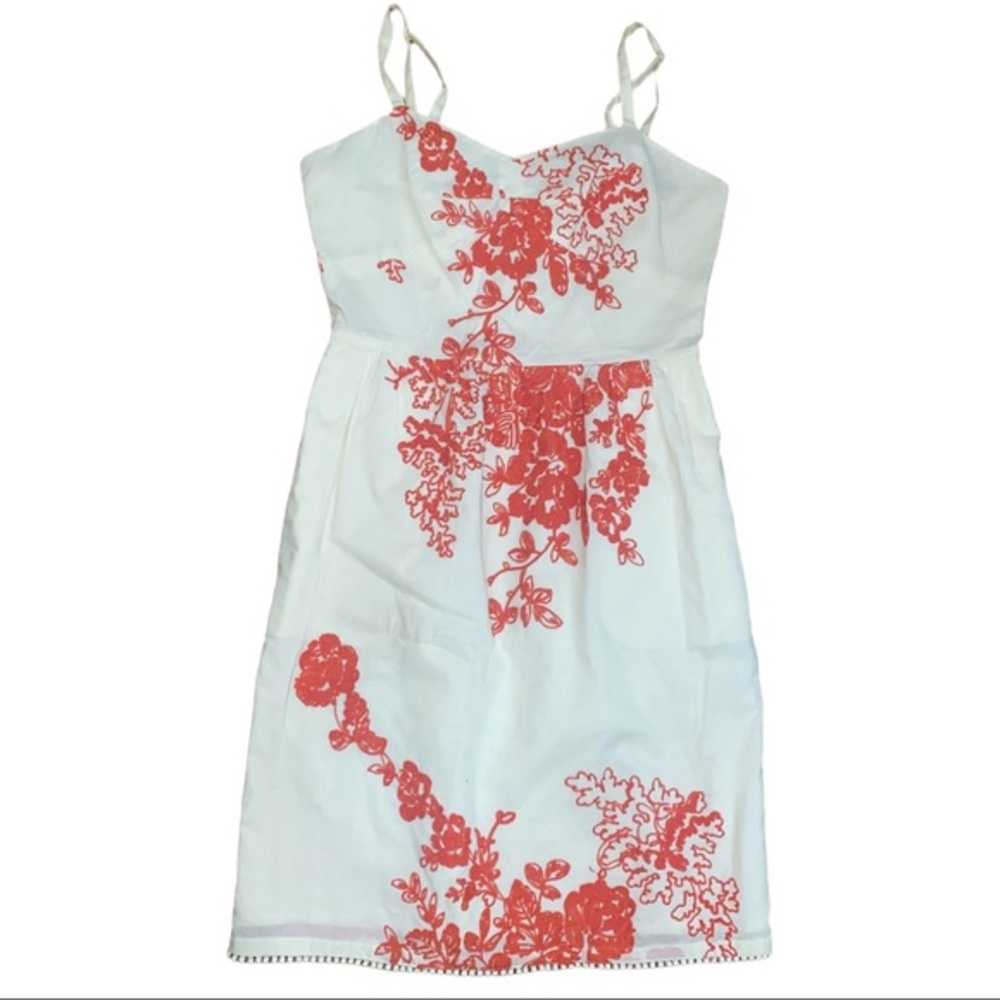 J. Crew White Mini Dress with Coral Floral Print